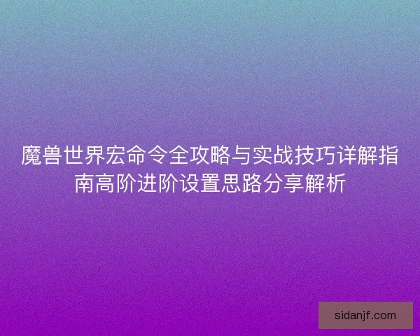 魔兽世界宏命令全攻略与实战技巧详解指南高阶进阶设置思路分享解析